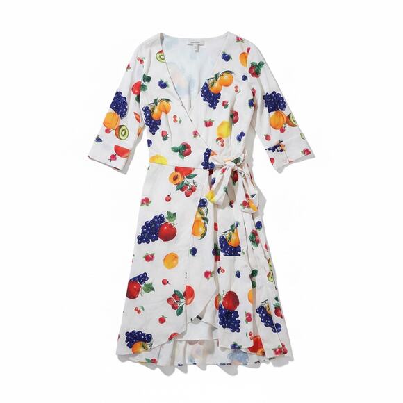 Wayward Fancies Dresses & Skirts - Wayward Fancies eShakti Fruit Themed Wrap Dress White Womens Size Medium
